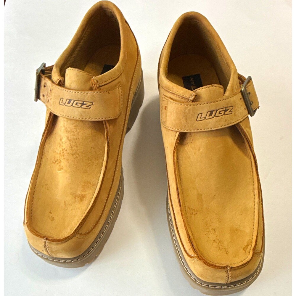 Lugz MSEAN750 Men’s Tan Leather Slip-On Casual Shoes Buckle Strap US 12